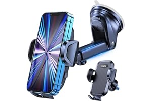 TOPK Car Phone Holder, Suction & Hook Phone Holder for Cars 4 in 1 Super Stable Car Phone Mount for Dashboard/Windscreen/Air Vent Compatible with All Mobile Phones