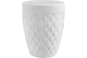 Addis Diamond Style 518030 - Pattumiera da bagno con coperchio basculante, colore: bianco