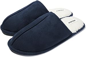 JOMIX Pantofole Uomo Invernali Ciabatte Peluche Calde da Casa Mule con Fodera in Pelliccia Sintetica Morbida Suola in Gomma Antiscivolo e Silenziosa Tomaia Effetto Camoscio Comode e Leggere