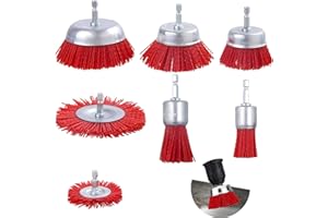 TAZZOR 7 Stück Nylonbürste Set mit 1/4 Schaft Nylon Filament Scheibenbürste Topfbürste Pinselbürste Set 7 GrößEn Schleifaufsatz für Bohrmaschine perfekt zum Entfernen von Rost/Korrosion/Farbe