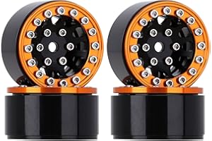 INJORA 1.0 Felgen RC Metal Beadlock Wheels Felgen für alle 1/24 Scale Axial SCX24 Deadbolt RC Crawler Auto Upgrades Zubehör (Gold＆Schwarz)