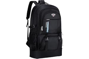Wesoke 65L Hiking Backpack Black, Expandable Travel Hiking Daypacks, Waterproof Large Camping Backpack for Men Women, Foldable Lightweight Outdoor Sport Backpacking Backpack for Climbing Touringr