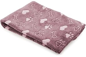 Ancol Sleepy Paws Dog and Cat Comfort Blanket Pink Soft Fleece with Paw Print Design - Machine Washable for Warmth and Hygiene
