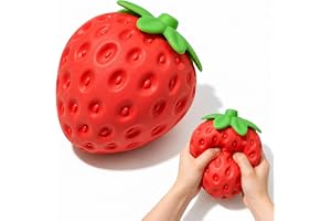 OKESYO 20 cm jordgubbsquishy XXL, fruits squishy stor, enorm jordgubbe klämleksak, jätte frukt squishies för vuxna, stressred