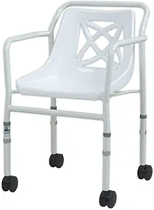 NRS Healthcare Height Adjustable Wheelchair for Shower (White)