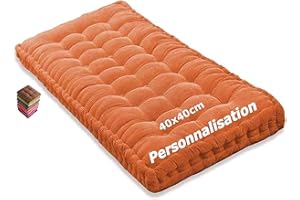 ILIEMAO Matelas de Sol capitonné ou Coussin pour Banc de Jardin 1/2/3 Places, Banquette et Chaise Longue Palette, 170 cm, 180 cm, Coussin pour Banc 150 cm Exterieur Interieur sur Mesure(Orange 1d,100x50 cm 39