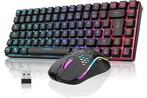 ‎REDTHUNDER RedThunder 75% Kabelloses Gaming Tastatur und Maus Set, QWERTZ DE Layout, 85 Tasten TKL Wiederaufladbare Kompakte Tastatur, Ultraleichte 7200DPI-Maus mit Wabenkonstruktion für PC MAC PS5 Xbox Gamer