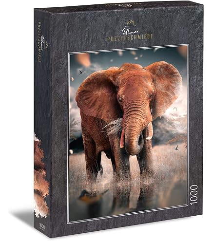 Ulmer Puzzleschmiede "Father & Son" Elephant 1000 Piece Puzzle - African Wildlife Scene, Made In Germany - View #11