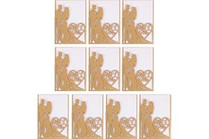 jojofuny Weihnachtsgeschenk 10 Stück Hochzeits Schneiden Braut Bräutigam Ehe Einladung für Hochzeit Verlobung Brautparty Party Golden Einladen Hochzeitskarte