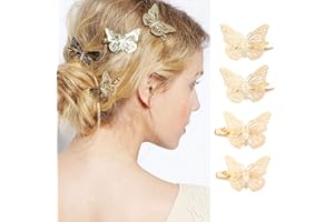 Genglass Pinces à cheveux papillon dorées Barrettes à cheveux Accessoires pour cheveux pour femmes et filles Lot de 4