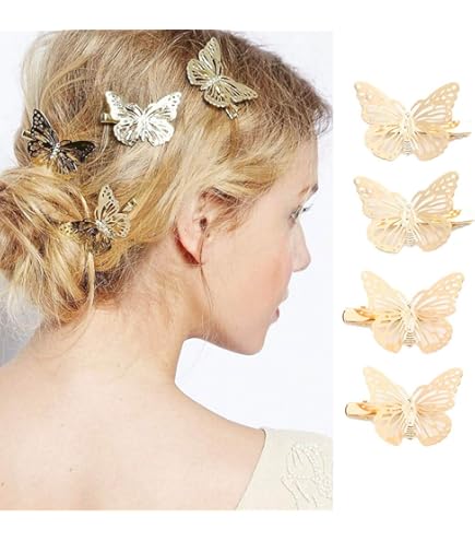 Inilbran Pince à Tête De Papillon En Strass Vintage Barrette