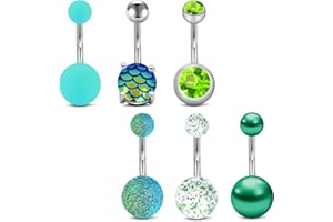 Mayhoop Piercing Ombelico Anello con Ombelico in Acciaio Inoxydable 14G 10mm Perla Corpo Ombelico Pancia Ombelico Piercing