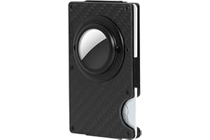 ROSSM Tarjetero Hombre con Bloqueo RFID para Tarjetas de Crédito - Cartera para Hombre Minimalista de Carbono y Metalica con Pinza y Banda Elástica para Billetes