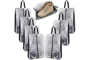 PIXHOTUL Travel Shoe Bags Waterproof Portable Shoe Storage Pouch with Handle for Men & Women (8 XL Transparent Black)
