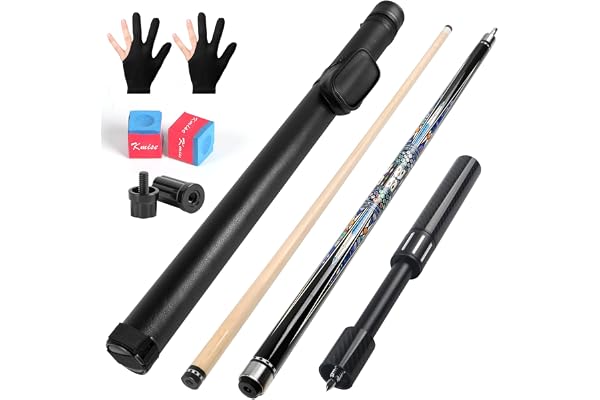 Kmise Bâtons de queue de billard professionnels en érable canadien avec tige à faible déflexion et extension télescopique en fibre de carbone, ensemble livré avec étui en cuir