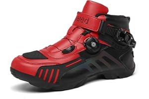 MRDEAR Bottes de Cheville Motard Hommes Chaussures de Moto Sneakers Bottes de Moto Respirantes Chaussures Bikers Sport Équipement de Protection avec Bouton de Réglage, 3 Couleurs