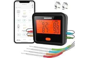INKBIRD Termometro Barbecue Bluetooth 4 sonde IDT-34C-B,Termometro Carne Wireless con app,Cucina Griglia Cottura