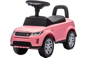Baroni Toys Land Rover Ride-On, Macchinina Spingi e Vai per Bambini 1-4 Anni, Fari LED, Suoni Realistici, Ruote Antiscivolo, Vano Portaoggetti, Antiribaltamento 65.5x28x39 cm Rosa