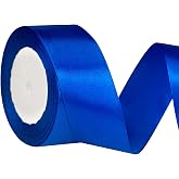 Tiergrade Blue Satin Ribbon Roll, 40mm*23m Solid Fabric Ribbon for Wrapping Flower Bouquets Wedding Decoration