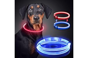 Hundehalsband Leuchtend DQGHQME LED Leuchthalsband Hund USB Aufladbar Wasserfest Leuchtendes Halsband Hund Langhaar, verstellbare Länge Haustier Sicherheit Kragen für Hunde und Katzen -2 Farben,4 Modi
