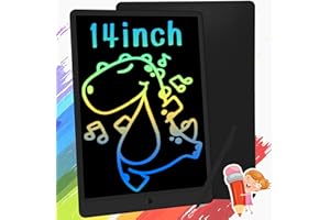 ‎RICHGV Richgv Bunte LCD Schreibtafel, 14 Zoll LCD Writing Tablet Kinder Zeichenbrett LCD-Bildschirm-Schreibtafel Doodle Board Digital Drawing Tablet Zaubertafel maltablett für Kinder Spielzeug(Schwarz)