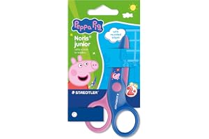 STAEDTLER Noris junior barnsax Peppa Pig – säkerhetssax med rundade spetsar för de första pysselprojekten – kompakt sax för små barnhänder
