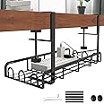 Sleclean Under Desk Cable Management Tray, Upgraded Long Arm Clamp, 16.6"x7.1" No Drill Steel Desk Cable Organizers, Cable Tray with Clamp for Desk Wire Management, Home - No Damage to Desk