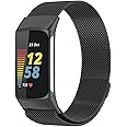 JENKEM Compatible with Fitbit Charge 6 Bands/Charge 5 Bands- Replacement Metal Mesh Loop Adjustable Straps Wristband for Women and Men