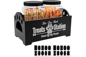 BUTORY Dog Treat Container With 2 Jars and Stickers Anti Deformation Space Saving Dog Food Organizer Dog Treat Tin Easy to Clean Dog Treat Jar for Countertop