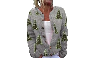 Couawaticy Women's Floral Print Long Sleeve V-Neck Sweaters Button Down Ribbed Cuffs Knit Cropped Cardigan Sweater
