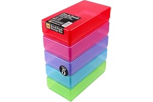 WestonBoxes Plastic Storage Boxes with Lids for Pens, Pencils and Stationery - 1.4 Litre Volume (Multicoloured/Transparent, Pack of 5)