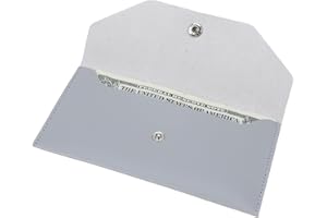 TEAAHA Money Wallets for Cash Gifts, Money Envelopes Wallet Genuine Leather Purse Organizer Reusable Budget Envelope Wallet Retro Clutch Wallets for Men Women Cash Check Billing, Minimalist Design (Gray)