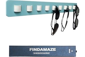 FINDAMAZE Sunglasses Organizer Wood Sunglasses Storage Wall Mounted Glasses Holder/Sunglasses Stand Eyewear Display for Men or Women (Lake Blue-1pcs-long)