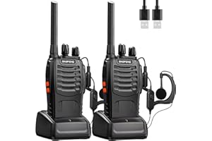 Baofeng Walkie Talkie PMR Radio Ricetrasmettitore a Lungo Raggio Portatile USB Ricaricabile Walkie Talkie Set Con Cuffie e Luci LED Adatte per Attività all'aperto,Ciclismo,Cantieri(2 Pezzi)