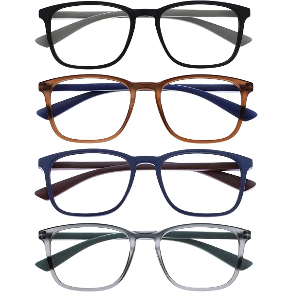 Pack De 3 Lunettes De Lecture OPULIZE - Montures Carrées Élégantes +1.00 - Noir, Marron, Bleu