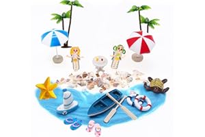 Eylkeup 21 Stück Strand-Mikrolandschaft, Miniatur Dekoration Mini Stranddekorationen,für DIY Fee, Garten, Puppenhausdekoration, Miniliegestuhl