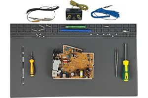 ESOLDNIC 60 cm x 35 cm ESD Tappetino di saldatura grande tappetino antistatico tappetino di riparazione in silicone resistente alle alte temperature (grigio)