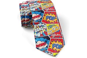 IKIKI-TECH Skinny Slim Fashion Necktie for men, Novelty Conversational Neckwear Ties (Retro Pop Art Comic Shout Pattern)