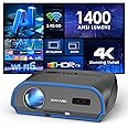 Smart 4K Projector 1400ANSI Daytime Viewing,High Brightness Movie Projetcor with WIFI6 Bluetooth for 300Inch Display 5G Home Theater Outdoor Projector Wireless Streaming with Netflix Disney+ YouTube