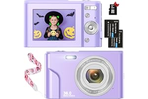 NICAMERY Appareil Photo numérique HD 1080P 36MP Appareil Photo numérique Compact avec Carte Micro SD, Rechargeable avec Zoom numérique 16X pour Enfants, Adultes, Filles, garçons (Violet Clair)