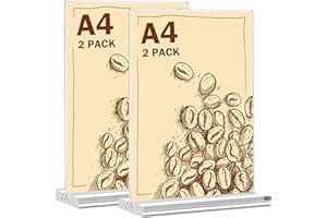 FONWUJIOT Lot de 2 présentoirs de table A4 - En acrylique - Pour brochures, cartes de menu, publicités, cadres photo, cartes de menu - Pour restaurant, café, bureau, photos, magasins