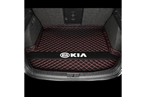 XJYBF Tapis de Coffre de Voiture pour KIA Sportage 2022-2024, Doublure de Coffre en Cuir Protection Tapis Imperméable AntidéRapant Accessoires Intérieur de Voiture, Black Red