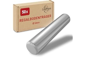 LouMaxx Hyllstöd 5 mm – 50 stycken hyllhållare – golvhållare för hyllor – förnicklad fackhållare – hyllhållare – hållare – hyllbrädehållare – golvstöd 5 mm av massivt stål