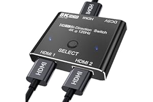 YOUTINGHDAV HDMI Switch 8K Bi-Directional HDMI 2.1 Switcher 2 PC Share 1 Monitor, KVM Switch Splitter 48Gbps Support Ultra HD 8k@60hz 4k@120hz