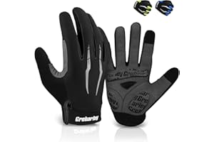 Grebarley Guanti MTB, Guanti Ciclismo Guanti Bici MTB antiscivolo e antiurto Guanti Bicicletta Touchscreen Guanti Ciclista Traspiranti a dita intere con Gel adatti per Uomini Donne
