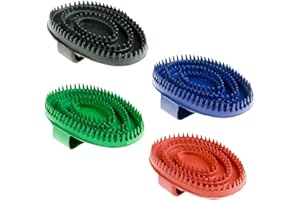 netproshop Gummistriegel Bürste zur Entfernung von losen Fellhaaren bei Pferd Katze Hund, Farbe:Blau, Groesse:M