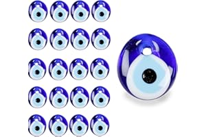 GRASSLANDY 20 Stück Nazar Auge Perlen Evil Eye Blaues Auge Trolli Augen,Nazar Boncuk Anhänger Deko Glas Türkisch Blau Böses Auge Schlüsselbund Reize Anhänger Für Diy Handwerk Armbänder Schmuck 3cm