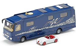 siku 1943 Autocaravana Volkner, Incl. coche de juguete, Partes móviles, 1:50, Metal/Plástico, Azul