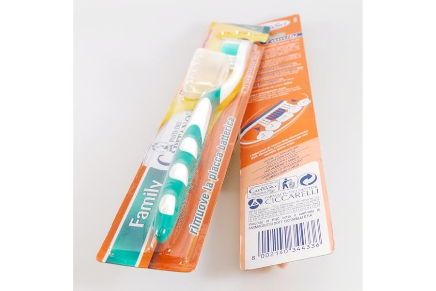 Pasta del Capitano, Family Toothbrush with Strong Bristles, Reaches Hard Corners, Removes Bacterial Plaque Without Damaging Nail Polish