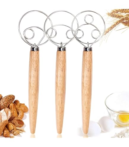 Dänischer Teigbesen Von Woodhouse – Mit Teigschneider & Edelstahlhaken, 33 Cm – Perfekt Für Brot, Pizza & Sauerteig